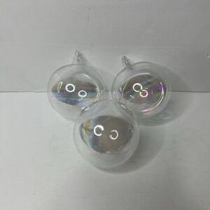 Lot Of Hand Blown Clear Thin Glass Iridescent Christmas Tree Ornaments Ball